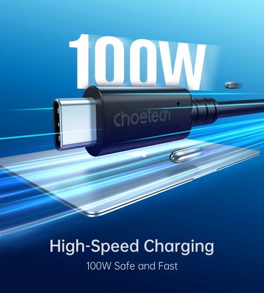 USB4 (40Gbps) Power Delivery (PD) 100 , 8K@60Hz, C-/C-, 0.8 ,  Choetech XCC-1028-BK -  5