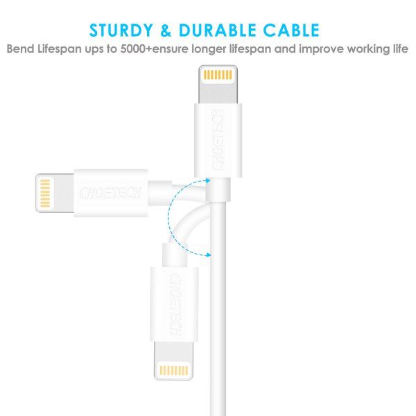  USB 2.0 -/Lightning , MFI, 1.2 , , 2.1  Choetech IP0026-WH -  3