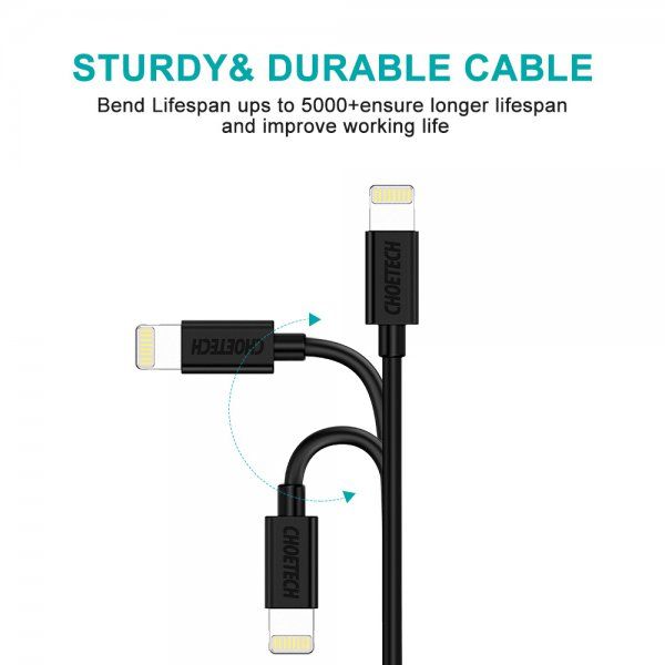  USB 2.0 -/Lightning , MFI, 1.2 , , 2.1  Choetech IP0026-BK -  3