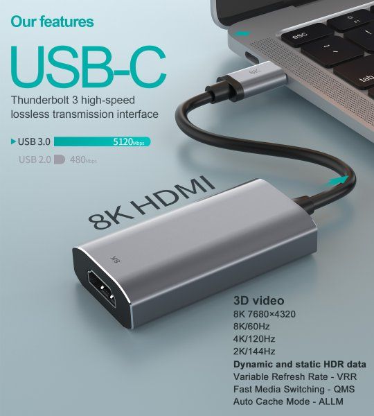 - USB-C  HDMI, 8 60  Choetech HUB-H16-GY -  4