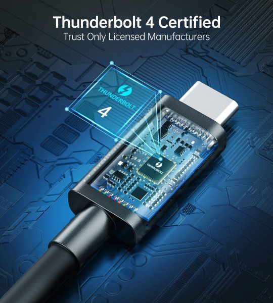  Thunderbolt4 (40Gbps) Power Delivery (PD) 100 , 8K@60Hz, C-/C-, 0.8 ,  Choetech A3010-BK -  2