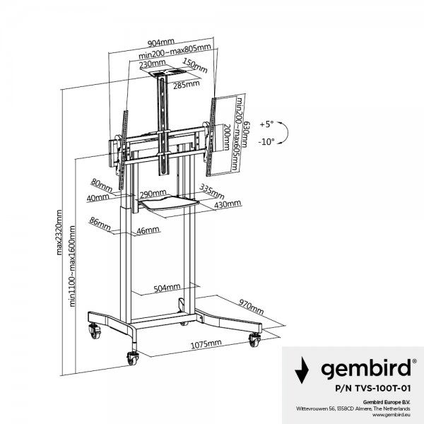            , 55"-100" ( 120 ) Gembird TVS-100T-01 -  10