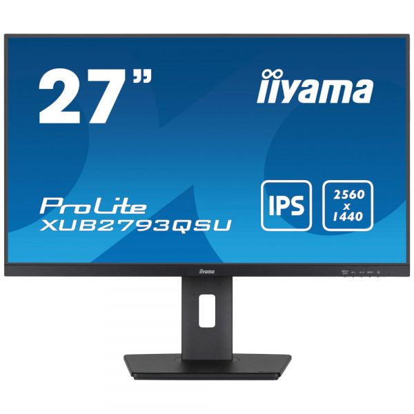 IIYAMA 27" 16:9 IPS  , 25601440, 1  (MPRT), 1 00 , Adaptive Sync, 1xHDMI/1xDP/2xUSB 3.2, SP 2 XUB2793QSU-B7 -  1