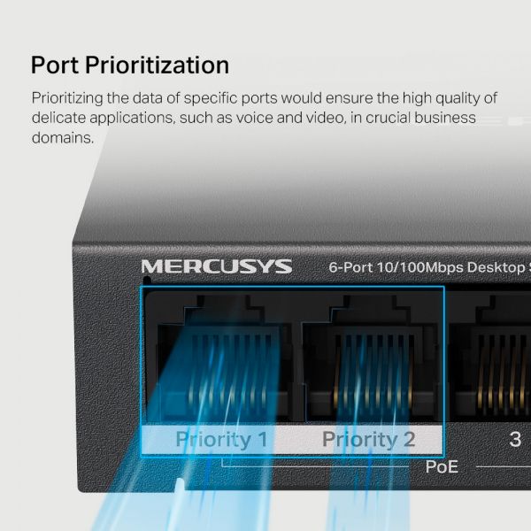  6- 10/100 / ( 4  PoE+ ) Mercusys, MS106LP MS106LP -  7