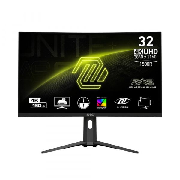 MSI  VA 31.5" UHD (3840 x 2160) Curved 1500R 1m s 160Hz 178/178/2HDMI/DP/Type C/Mic/HP MAG 321CUP -  2