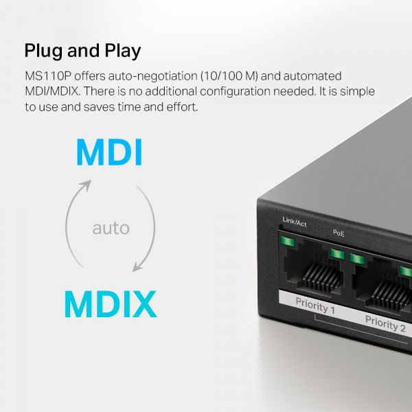  10- 10/100 / ( 8  PoE +) Mercusys, MS110P MS110P -  9