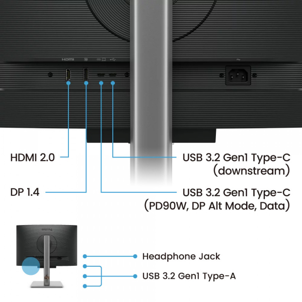 BENQ 24.1" 16:10 IPS  , 25601600, 60 , 5   (GtG), 95% P3, 1xHDMI 2.0/1xDP 1.4/1xUSB C (PD  RD240Q DARK GREY -  5