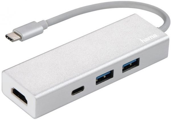 HAMA USB-C  Aluminium 2x USB-A, USB-C, HDMI Silver 00135756 -  1