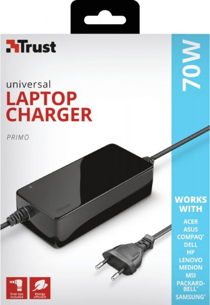   Trust Primo 70W-19V Universal Laptop Charger BLACK 22141_TRUST -  5