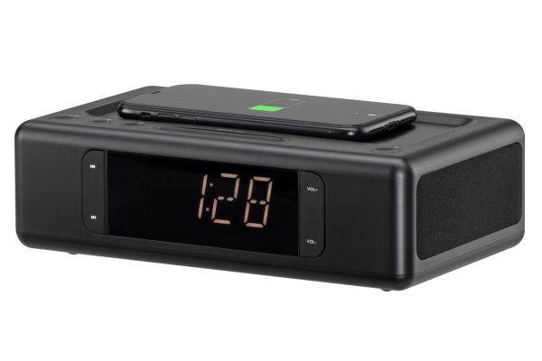  - 2E SmartClock Wireless Charging, Alarm Clock, Bluetooth, FM, USB, AUX Black 2E-AS01QIBK -  1