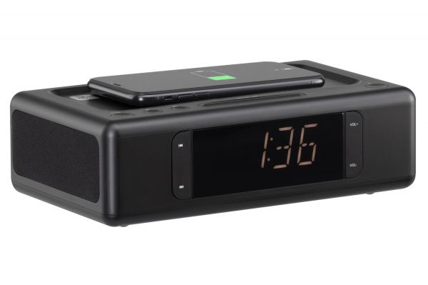  - 2E SmartClock Wireless Charging, Alarm Clock, Bluetooth, FM, USB, AUX Black 2E-AS01QIBK -  4