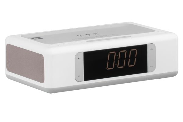 2E  - SmartClock Wireless Charging, Alarm Clock, Bluetooth, FM, USB, AUX White 2E-AS01QIWT -  3