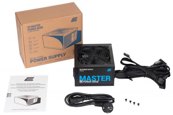   2E MASTER POWER  (750W), >80%, 80+ White, 120mm, 1xMB 24pin(20+4), 1xCPU 8pin(4+4), 3xMolex, 5xSATA, 4xPCIe 8pin(6+2) 2E-MP750-120APFC -  9