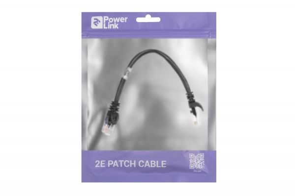 - 2E Cat 5e,UTP,RJ45, 26AWG ,7/0.16 CCA, 0.20m, PVC,Black 2E-PC5ECA-020BK -  3