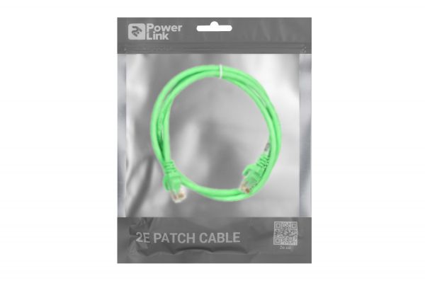 2E Cat 6,UTP,RJ45, 26AWG ,7/0.16 Cu, 1.00 m,PVC, Green 2E-PC6COP-100GRN -  3