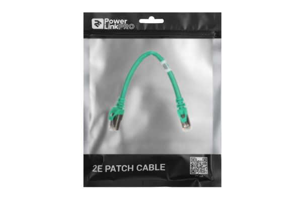 2E Cat 6, S-FTP .   , RJ45, 42 27AWG, 7/0.14 Cu, 0.20 m, PVC, Green 2E-PC6SFTPCOP-020GRN -  3