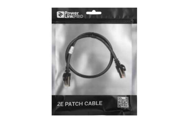 2E Cat 6, S-FTP .   , RJ45, 42 27AWG, 7/0.14 Cu, 0.50 m, PVC, Black 2E-PC6SFTPCOP-050BK -  3