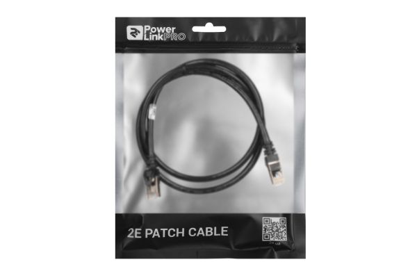 - 2E Cat 6,S-FTP   ,RJ45, 42 27AWG ,7/0.14 Cu, 1.00 m, PVC,Black 2E-PC6SFTPCOP-100BK -  3