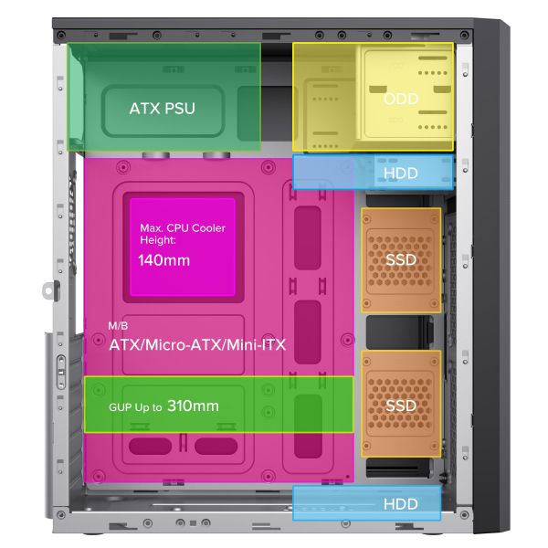  2E TeamX TMX07   2E ATX400W, 2xUSB2.0, 1x80, VGA 310, ATX,  2E-TMX07 -  11