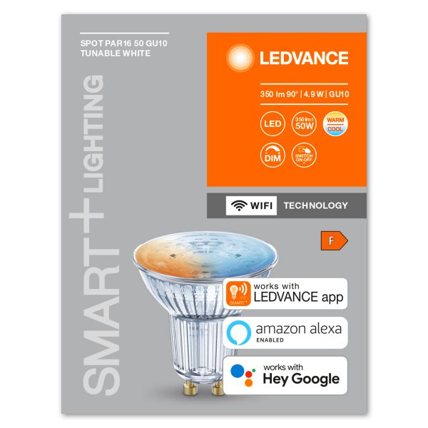   LEDVANCE SMART+ Spot PAR 16 GU10 TUNABLE WHITE 5W 2700-6500K WiFi - 4058075485679 -  5