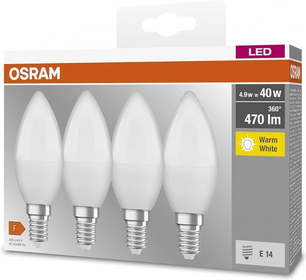   4 OSRAM LED E14 4.9 4000 470 B40 4058075819474 -  1