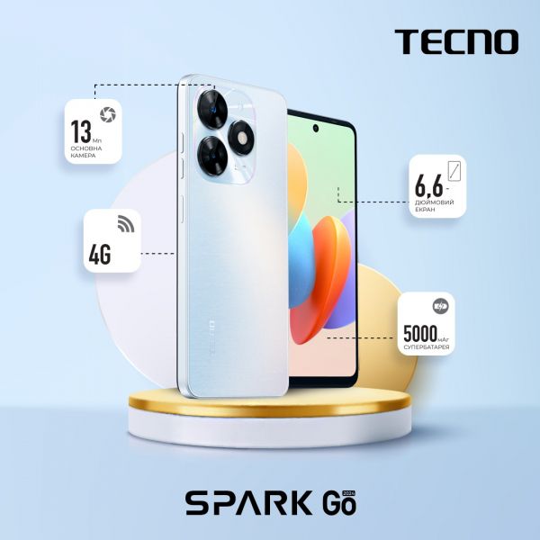 TECNO  Spark Go 2024 (BG6) 6.56" 3/64, 2SIM, 5000, Mystery White 4894947010545 -  2