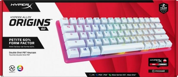  HyperX Alloy Origins 60 Red USB RGB ENG/RU, Pink 572Y6AA -  12