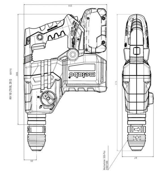   Metabo KH 18 LTX BL 28 Q, B, SDS-plus, 18, 3, 3 , 0-1000, 3.4,     601715850 -  6