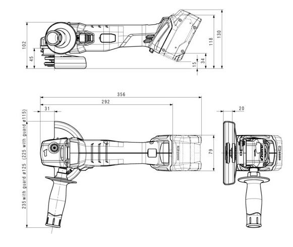    Metabo W 18 L 9-125 QUICK, 125, 18, 8500/, 14, 2.3,     602249850 -  9