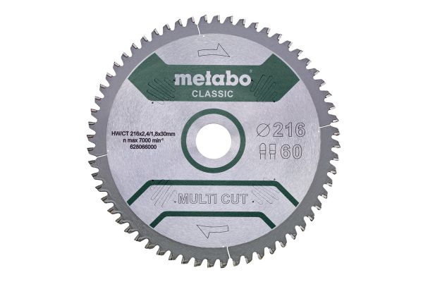   Metabo MULTI CUT - CLASSIC, 216X30, Z60 FZ/TZ, 5NEG, 216*2.4*30, 60 ,  1.8 628066000 -  1