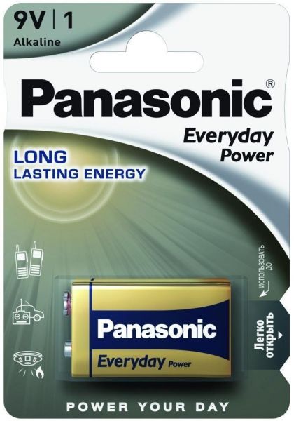  Panasonic EVERYDAY POWER  6LR61(6LF22, MN1604, MX1604, ) , 1 . 6LR61REE/1B -  1