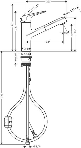    Hansgrohe Focus M42, . - 225, , 1 , KM150,  71814000 -  4