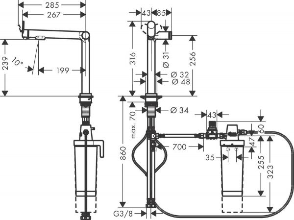 Hansgrohe    Hansgrohe  Aqittura M91, . - 285, , 1, FilterSystem 240,  76804000 -  3