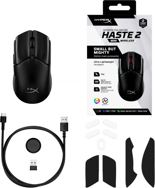 HyperX  Pulsefire Haste 2 mini, RGB, USB-A/WL/BT,  7D388AA -  9