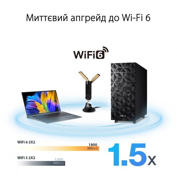 WiFi- ASUS  USB-AX56 AX1800 USB 3.0 WPA3 MU-MIMO OFDMA - 90IG06H0-MO0R00 -  3