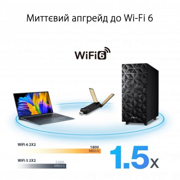 WiFi- ASUS  USB-AX56 AX1800 USB 3.0 WPA3 MU-MIMO OFDMA 90IG06H0-MO0R10 -  7