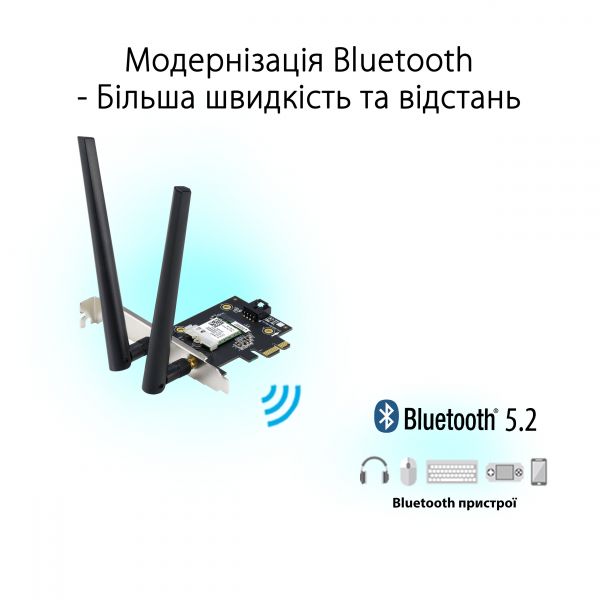 WiFi- ASUS PCE-AXE5400 Bluetooth 5.2 PCI Express WPA3 OFDMA MU-MIMO 90IG07I0-ME0B10 -  3