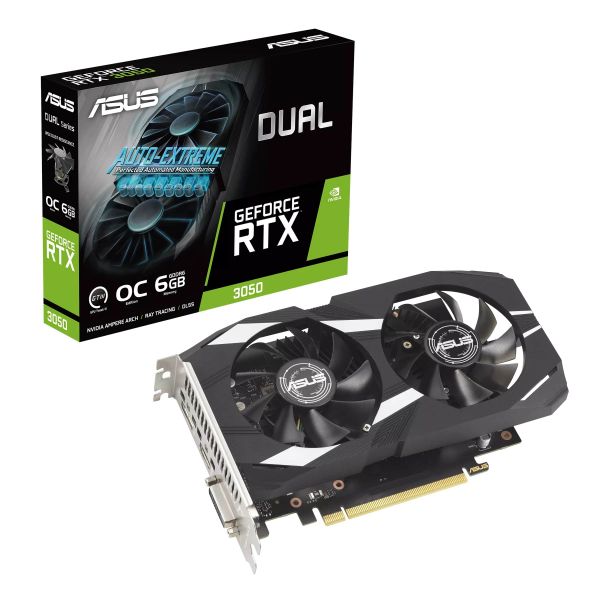  ASUS GeForce RTX 3050 6GB GDDR6 DUAL OC DUAL-RTX3050-O6G 90YV0K60-M0NA00 -  10