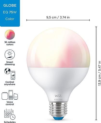   WiZ, E27, 11W, 75W, 1055Lm, G95, 2200-6500, RGB, Wi-Fi 929002383902 -  12