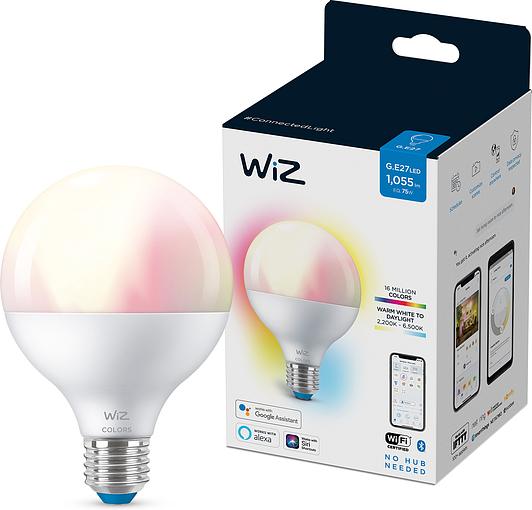   WiZ, E27, 11W, 75W, 1055Lm, G95, 2200-6500, RGB, Wi-Fi 929002383902 -  1