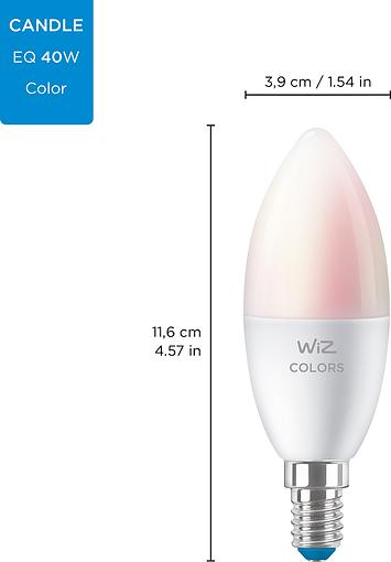   WiZ, E14, 4.9W, 40W, 806Lm, C37, 2200-6500K, RGB, Wi-Fi 929002448802 -  10