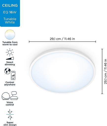 WiZ    SuperSlim Ceiling 16W 2700-6500K Wi-Fi  929002685101 -  9