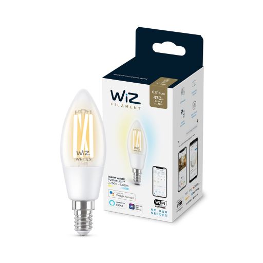   WiZ, E14, 4.9W, 40W, 470Lm, C35, 2700-6500, , Wi-Fi 929003017601 -  1