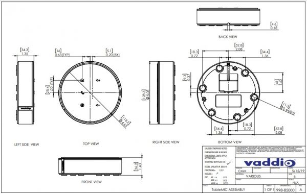 Vaddio ̳  Vaddio TableMIC  999-85000-000 -  5