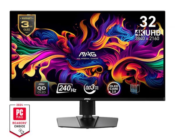  MSI 31.5" MAG 321UPX-QD 2xHDMI, DP, USB-C, Audio, OLED, 3840x2160, 240Hz, 0.03ms, DCI-P3 99%, AdaptiveSync, HAS, HDR400 9S6-3DD39T-001 -  1