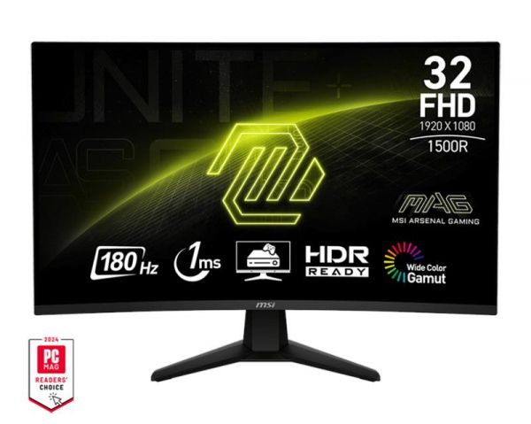  MSI 31.5" MAG 32C6 2xHDMI, DP, Audio, VA, 180Hz, 1ms, sRGB 101%, CURVED, AdaptiveSync 9S6-3DD41M-001 -  1