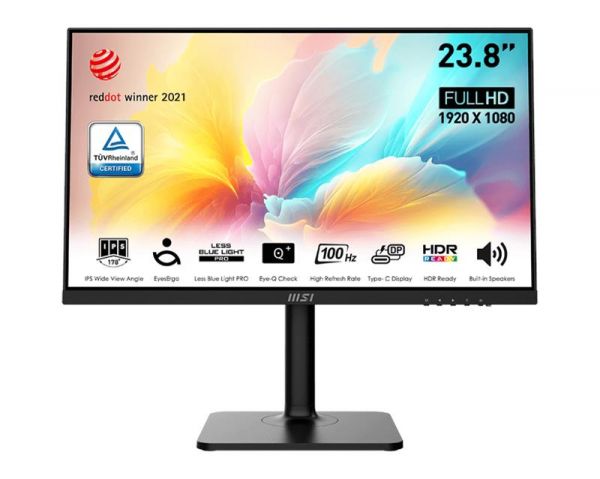  MSI 23.8" Modern MD2412P HDMI, USB-C, MM, IPS, 100Hz, 4ms, sRGB 114%, Pivot 9S6-3PA59H-060 -  1