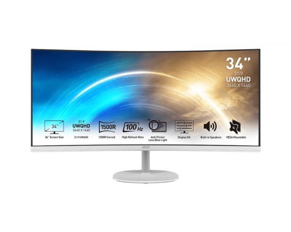 MSI  34" PRO MP341CQW 2xHDMI, DP, MM, VA, 3440x1440, 21:9, 100Hz, 4ms, sRGB 116%, CURVED, FreeSync 9S6-3PB2CT-007 -  1