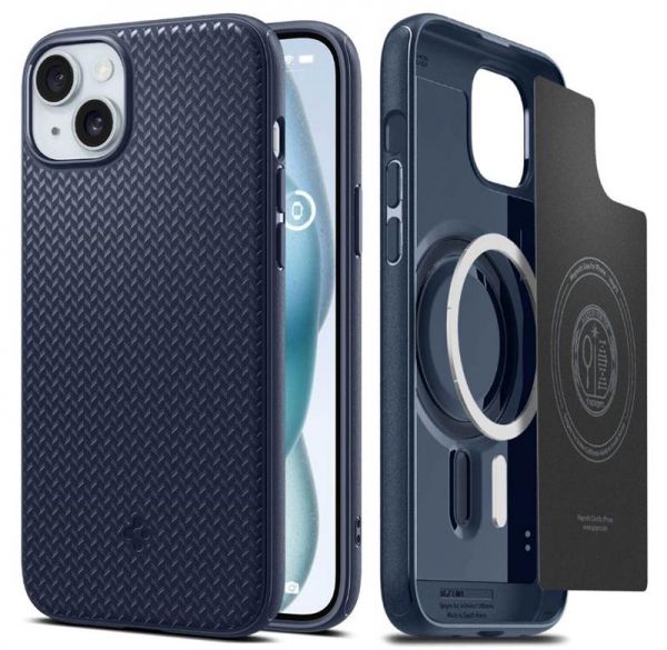  Spigen  Apple iPhone 15 Plus Mag Armor MagFit, Navy Blue ACS06672 -  1