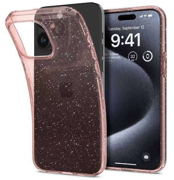  Spigen  Apple iPhone 15 Pro Liquid Crystal Glitter, Rose Quartz ACS06702 -  1